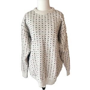 VTG Men’s Cream Crewneck Sweater w/ Pattern Design Coastal Grandpa Sz XL